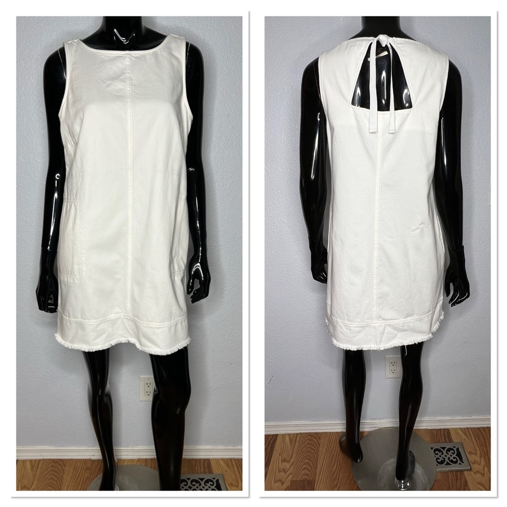 J. Jill Cream Sleeveless Shift Dress with Back Keyhole Tie
